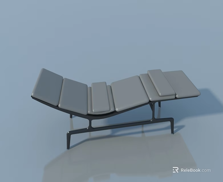 Modern Hinged Door With Gray Panels Black Frame And Reflective Surface 3d model