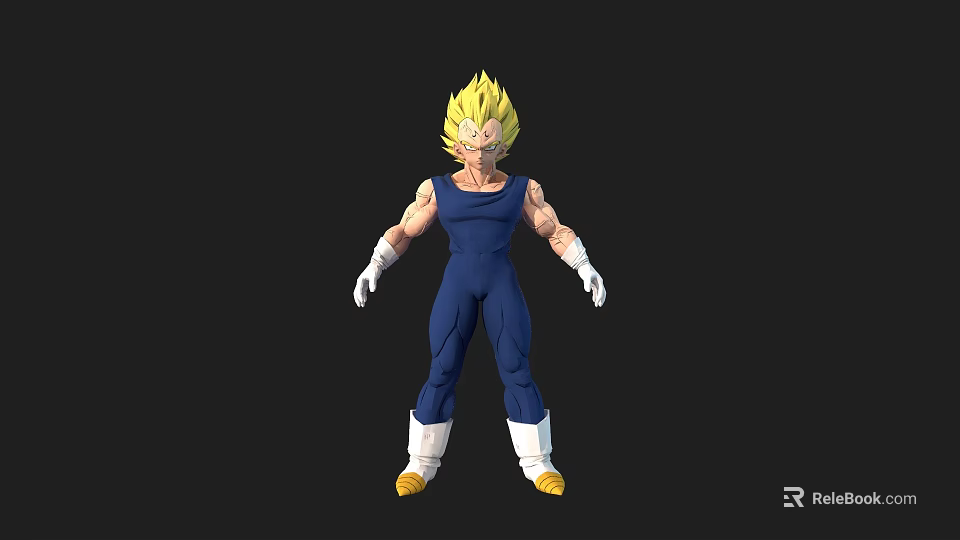 Game Movie Character Blonde Haired Muscular In Blue Outfit With White Gloves And Yellow Boots 3d model 
