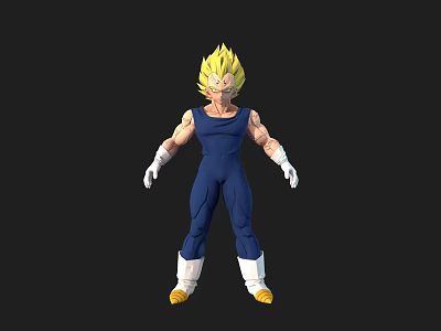 Game Movie Character Blonde Haired Muscular In Blue Outfit With White Gloves And Yellow Boots 3d model