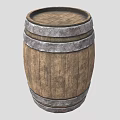 Traditional Wooden Barrel Equipment With Metal Hoops And Rustic Wooden Surface