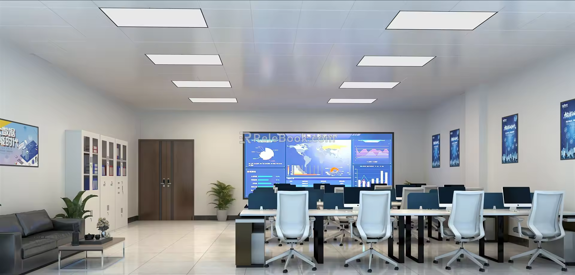 Modern Monitoring Room Big Data Center 3d model