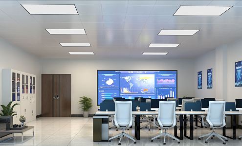 Modern Monitoring Room Big Data Center 3d model