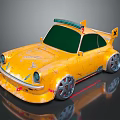 Yellow Cartoon Car With Green Windows Roof Lights White Graphics And Silver Wheels