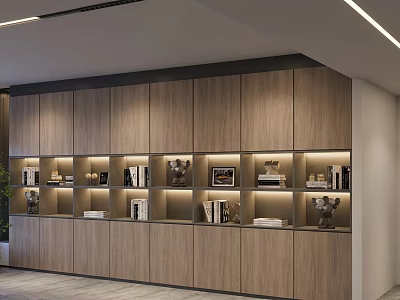 Modern Wooden Bookcase With Open Shelves Displaying Books Decorative Items And Photo Frames 3d model