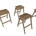 Nordic Solid Wood Bar Stool Creative Modeling Bar Stool Solid Wood High Stool Artistic Alien Gordon Wood Bar Stool 3d model