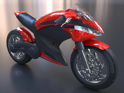 Red Modern Motorcycle Featuring Sleek Aerodynamic Design Black Accents And Alloy Wheels 3d model