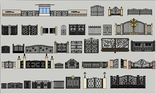 European gate wrought iron gate 3d model