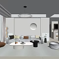 Modern Living Dining Room Interior With White Sofa Coffee Table And Pendant Light