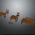 Wooden Furniture Set With Tables Chairs And Benches In Various Sizes