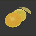 Fresh Ripe Orange Whole And Sliced With Green Leaf On Dark Background