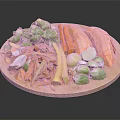 Fresh Assorted Vegetables on Wooden Board Including Brussels Sprouts Carrots and Sweet Potatoes