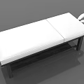 Comfortable White Massage Bed With Padded Surface Dark Wooden Frame And Curved Headrest