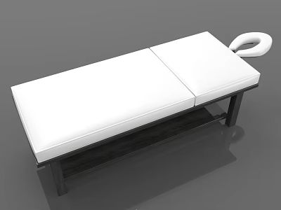 Comfortable White Massage Bed With Padded Surface Dark Wooden Frame And Curved Headrest 3d model