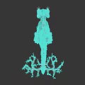 Game Movie Character With Green Twig Like Antlers And Red White Textured Body