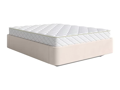 Double Bed Mattress With Diamond Stitch Design On Light Colored Frame 3d model