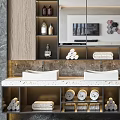 Modern Bathroom Vanity with Marble Countertop Double Sinks Mirror and Storage for Towels Toiletries