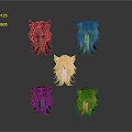 Colorful Cat Ear Wigs Collection With Red Green Pink Dark Blue Orange Hues