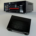 Black Audio Amplifier With Knobs Display Screen Control Panel And Ports