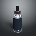Transparent Glass Dropper Bottle With Black Cap And Dark Label Design