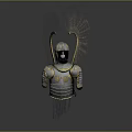 Intricate Silver Armor With Golden Decorations Horns And Wing Like Structures 3d model