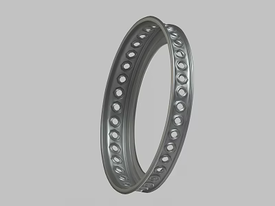 Stainless Steel Circular Ring With Perforated Surface And Hollow Design 3d model