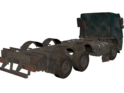 Dark Colored Tractor Truck With Multiple Wheels And Trailer Hitch For Heavy Duty Use 3d model
