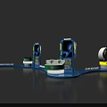 Modern Photo Check-in Spot with Blue Installation Yellow Box Tire and MICH Brand Platform