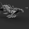 Intricate Mechanical Aquatic Creature With Robotic Tentacles And Fins Structure 3d model