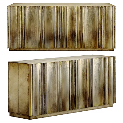 Modern Entryway Console Table and Side Cabinet with Vertical Stripes and Metallic Texture Finish 3d model