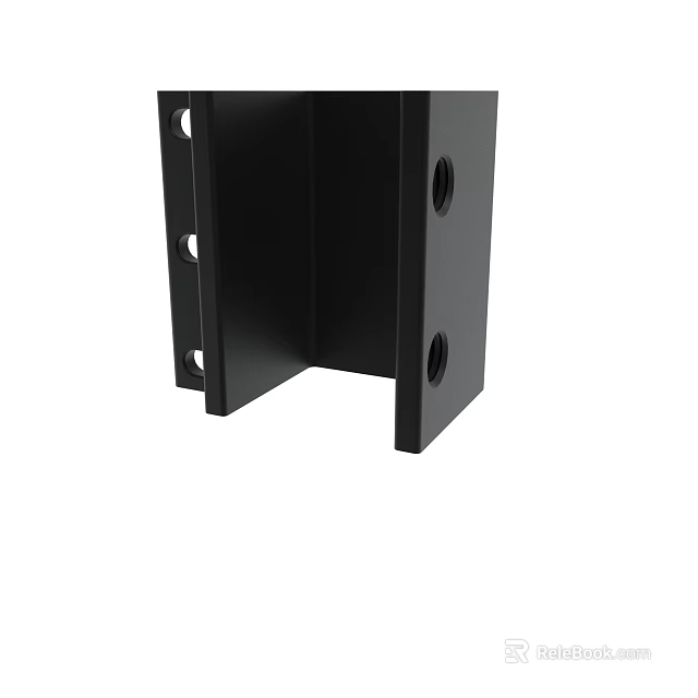 Black Metal Bracket With Multiple Mounting Holes For Structural Support Applications 3d model 