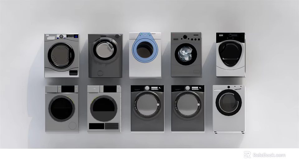 Collection of Modern Washing Machines in Various Styles and Designs on 3d model 