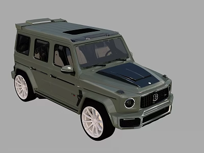Army Green Off Road SUV With Roof Rack White Alloy Wheels And Rugged Design 3d model
