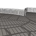 Modern Road Infrastructure With Curved White Railings And Grid Patterned Pedestrian Platform 3d model