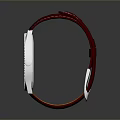 Stylish Wrist Watch With Red Leather Strap Round Dial Silver Rim And Decorative Details