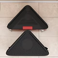 Two Black Triangle Mobile Step Stools With Non Slip Surface And Wheels 3d model