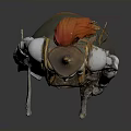 Detailed Mechanical Character In Brown Robes With Metallic Parts And Hat