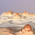 Japanese Rock Garden Landscape With Red Beige Rocks Sandy Ground And Blue Sky
