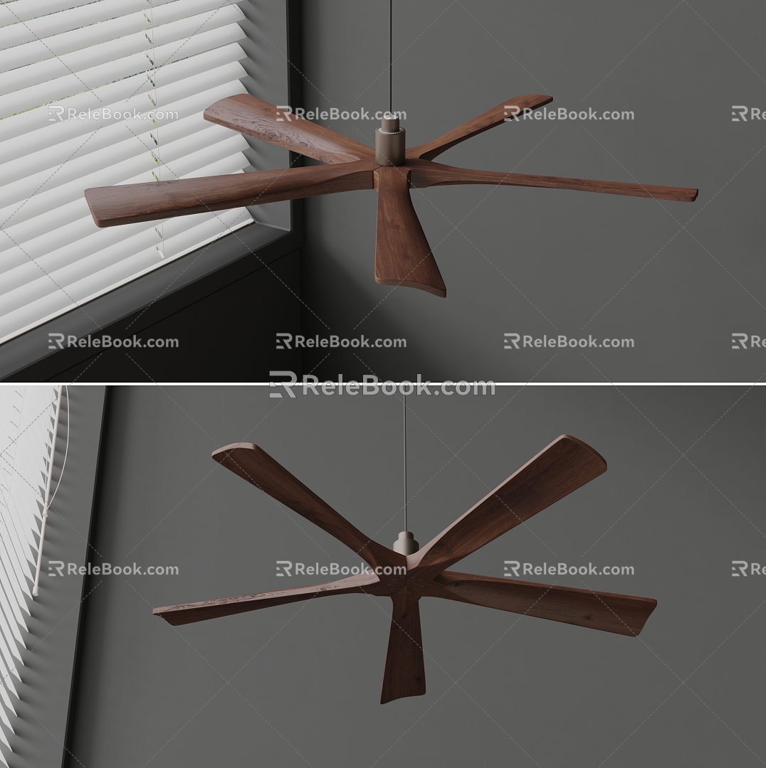 Areti solid wood ceiling fan 3d model