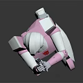 Game Movie Character Pink And White Mech Robot With Gun Standing Pose