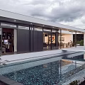 Modern Detached House Featuring Swimming Pool Glass Windows Outdoor Terrace and Scenic View