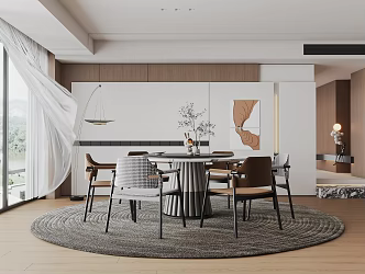 Modern Restaurant Dining Table and Chair Combination 3d model