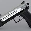Modern Pistol With Silver Metallic Body Black Grip And Sleek Contemporary Design