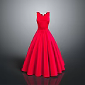 Stylish Red Sleeveless Dress With V Neck And Flared Long Skirt Design