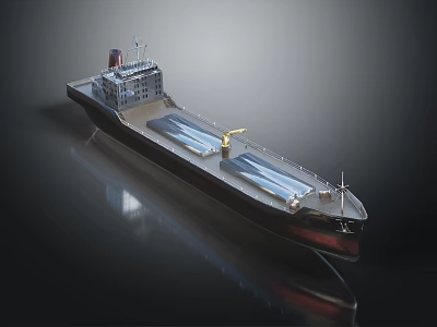 Realistic Model Of A Large Cargo Ship With Metallic Hull 3d model