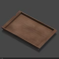 Elegant Brown Wooden Serving Tray With Rectangle Shape For Daily Home Use 3d model