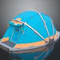 Blue And Orange Dome Tent With Silver Frame And Waterproof Base For Outdoor Camping