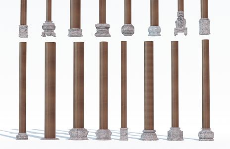 New Chinese style pillar foundation stone drum pillar foundation stone pillar cornerstone stone 3d model