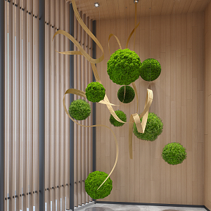 Modern pendant device green plant ball pendant 3d model