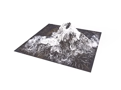 Snow Mountain Themed Decorative Rug With White Peak Rocky Terrain And Detailed Texture 3d model