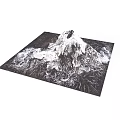 Snow Mountain Themed Decorative Rug With White Peak Rocky Terrain And Detailed Texture